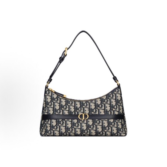 DIOR 30 Montaigne adjustable shoulder strap zipper open and close dumpling bag, handbag, single-shoulder bag, mini women\'s blue